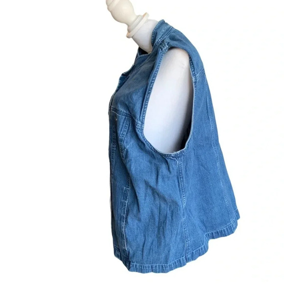 TALBOTS women's high neck 1XL jean button up vest - Picture 3 of 4